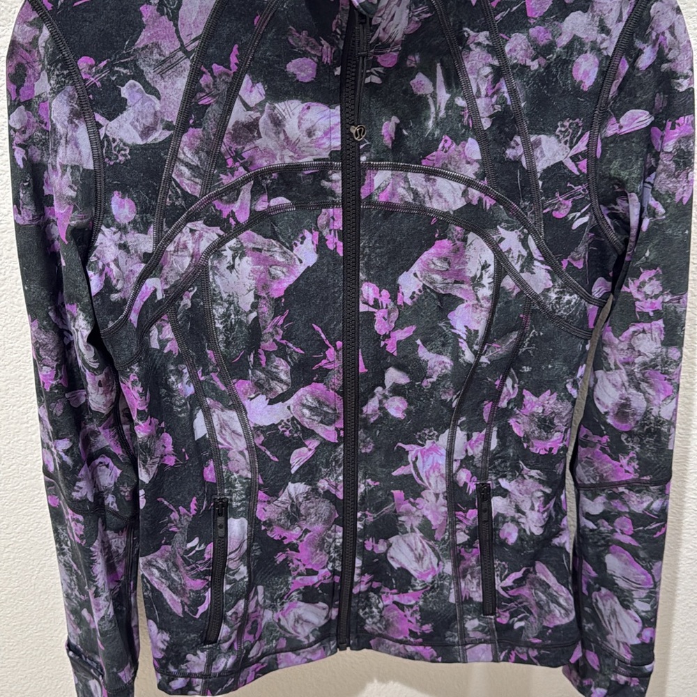 lululemon athletica Black and Purple Floral Zip-Up Bomber